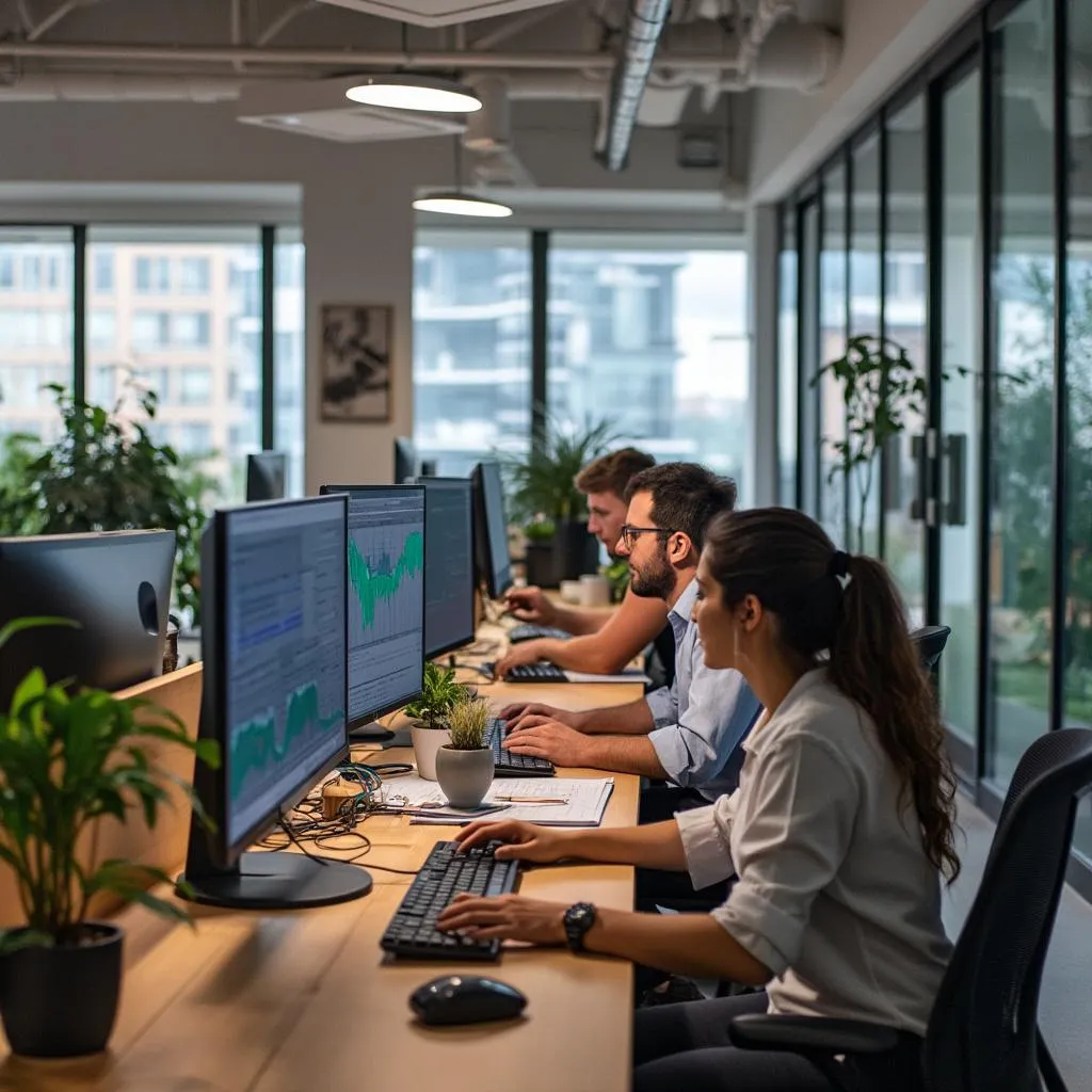 Oficinas modernas EnergyAR Buenos Aires equipo trabajando